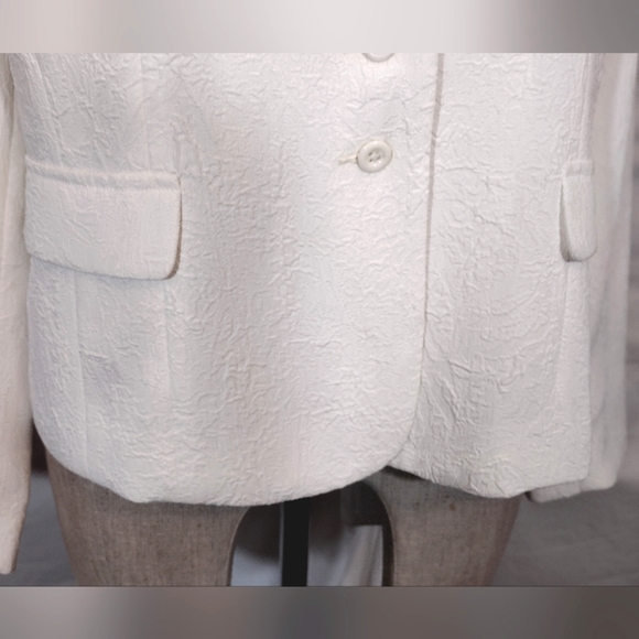 Black Tie white blazer ButtonUp jacket, textured pattern, spread collar, 16P - Picture 7 of 13